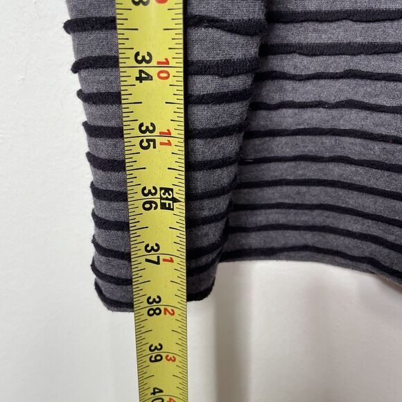 Gray Striped Cowl Neck Dress 10 Futuristic Minimalist Lagenlook Cyberpunk Rave - Picture 6 of 9